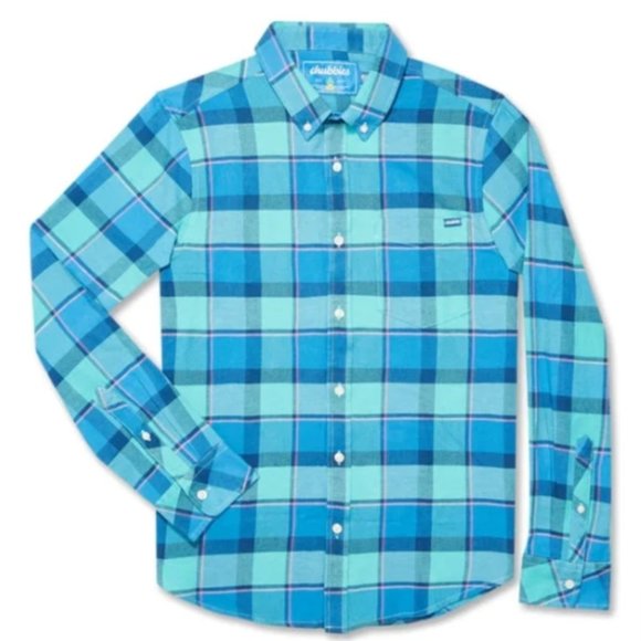 chubbies Other - Men's Chubbies Stretch Channel Flannel Shirt Blue Soft Beachy Size Medium EUC